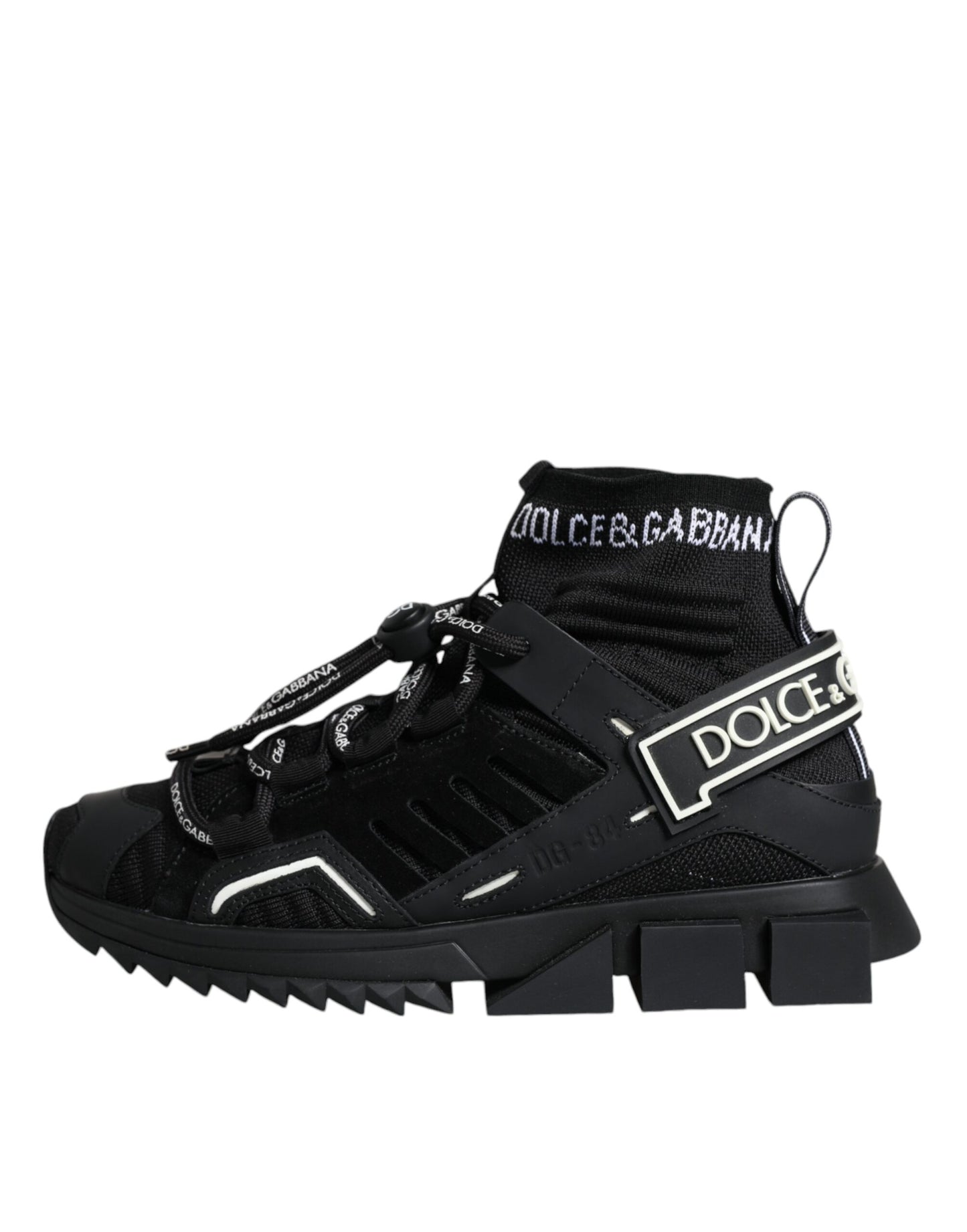 Dolce &amp; Gabbana Schwarze Sorrento Socken Logo Sneakers Schuhe