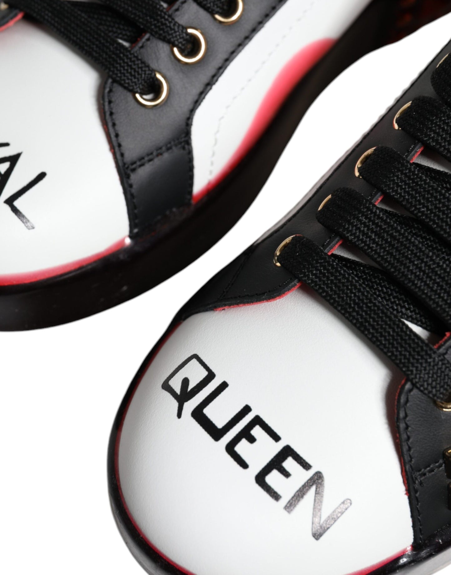 Dolce &amp; Gabbana Weiß Rot Kristalle Leder Portofino Sneakers Schuhe