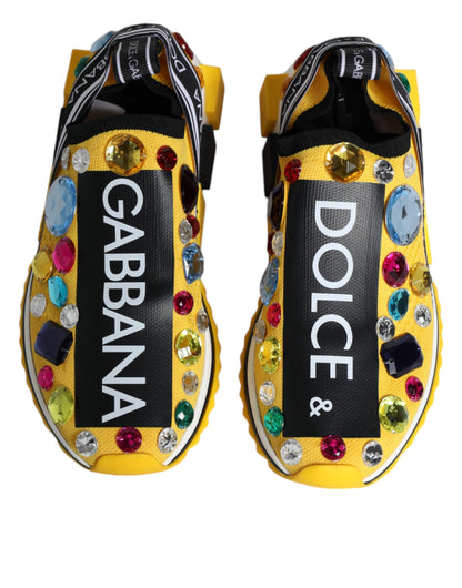Dolce &amp; Gabbana Gelbe Sorrento Kristalle Low Top Sneakers Schuhe