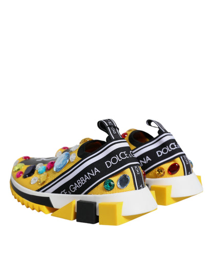 Dolce &amp; Gabbana Gelbe Sorrento Kristalle Low Top Sneakers Schuhe