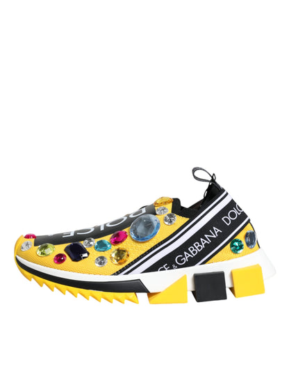 Dolce &amp; Gabbana Gelbe Sorrento Kristalle Low Top Sneakers Schuhe