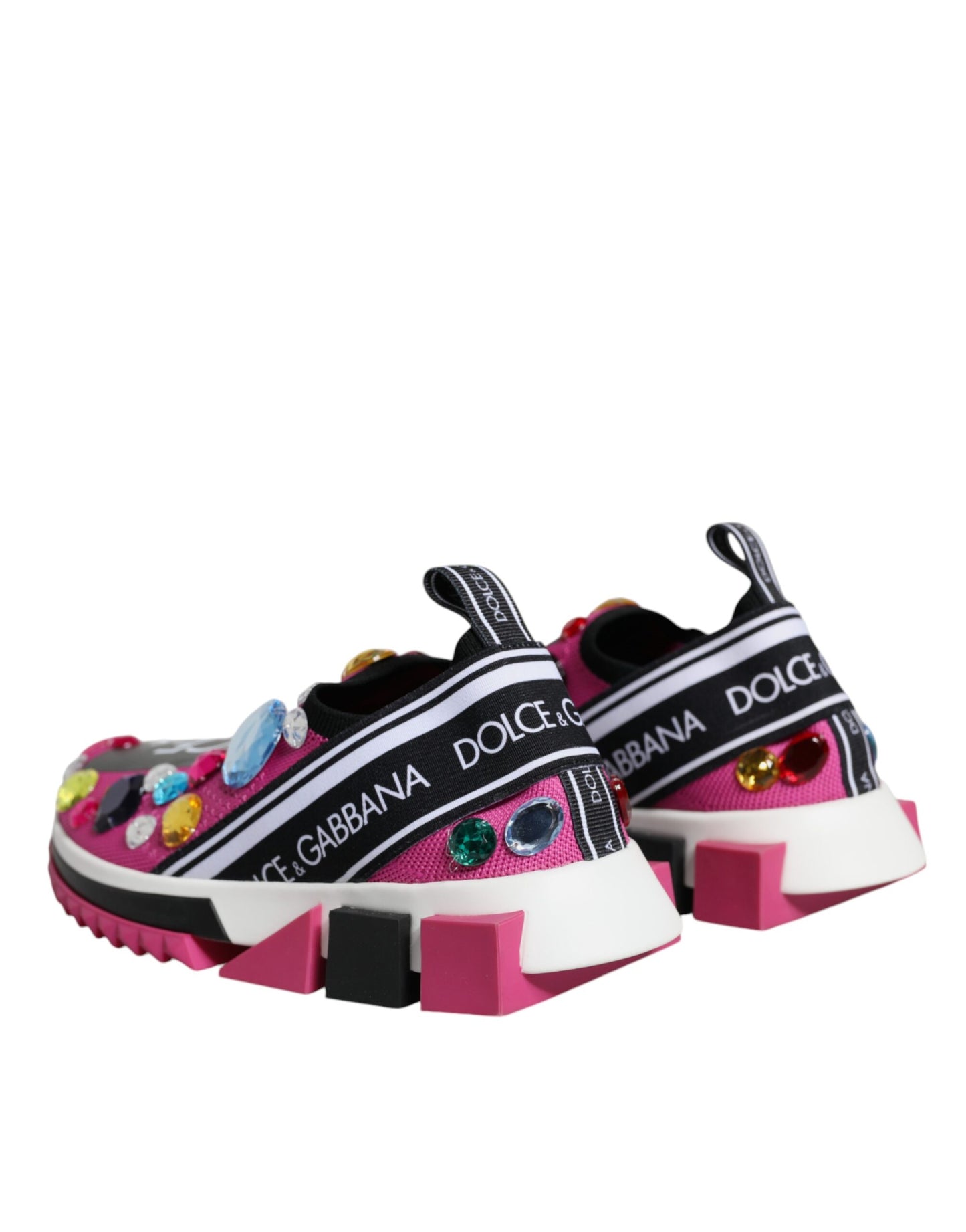 Dolce &amp; Gabbana Pink Sorrento Kristalle Low Top Sneakers Schuhe