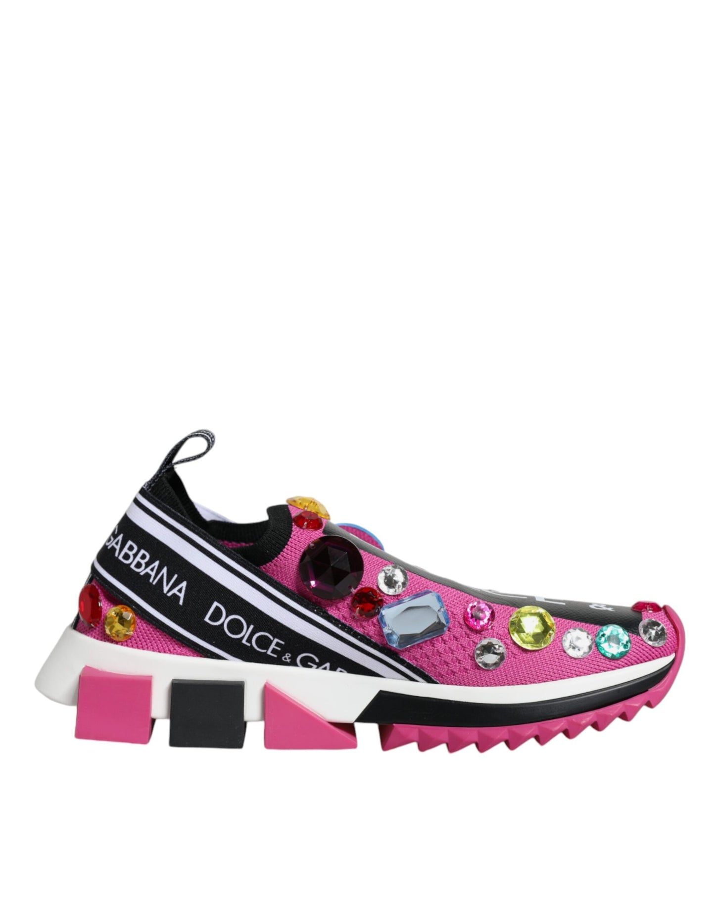 Dolce &amp; Gabbana Pink Sorrento Kristalle Low Top Sneakers Schuhe