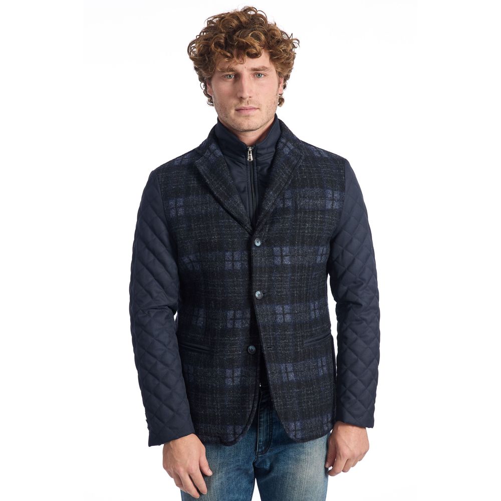 Roberto Pepe Luxus-Herrenjacke aus blauer Wolle