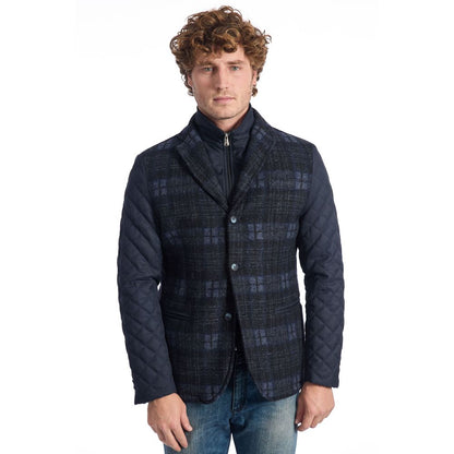 Roberto Pepe Luxus-Herrenjacke aus blauer Wolle