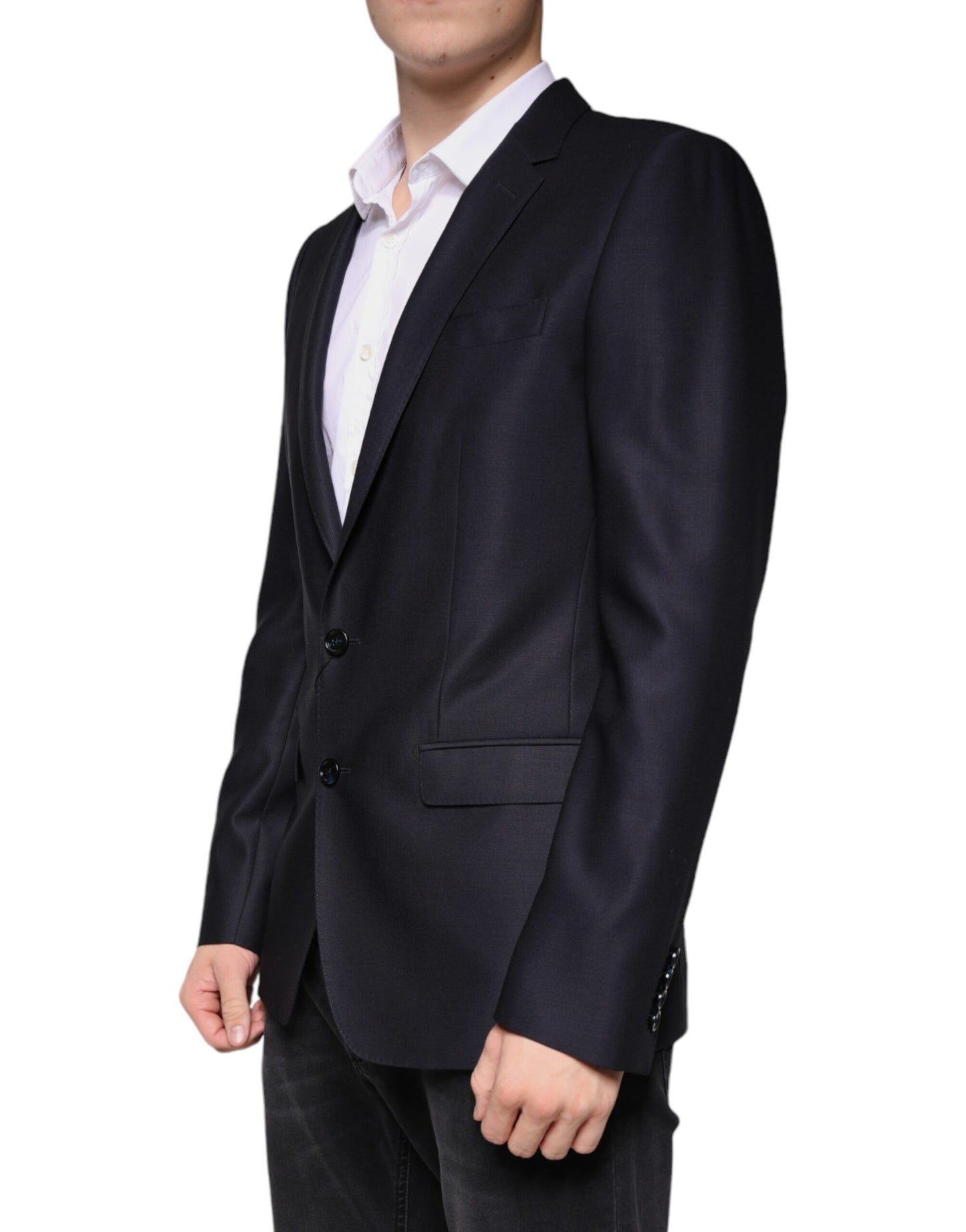 Dolce &amp; Gabbana – Einreihiger Blazer aus dunkelblauer Wolle