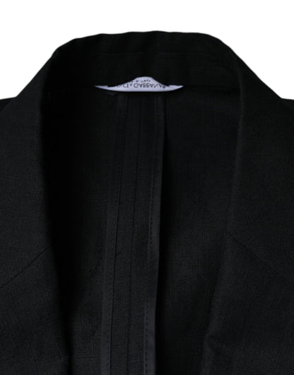Dolce &amp; Gabbana – Zweireihiger Blazer aus schwarzem Leinen