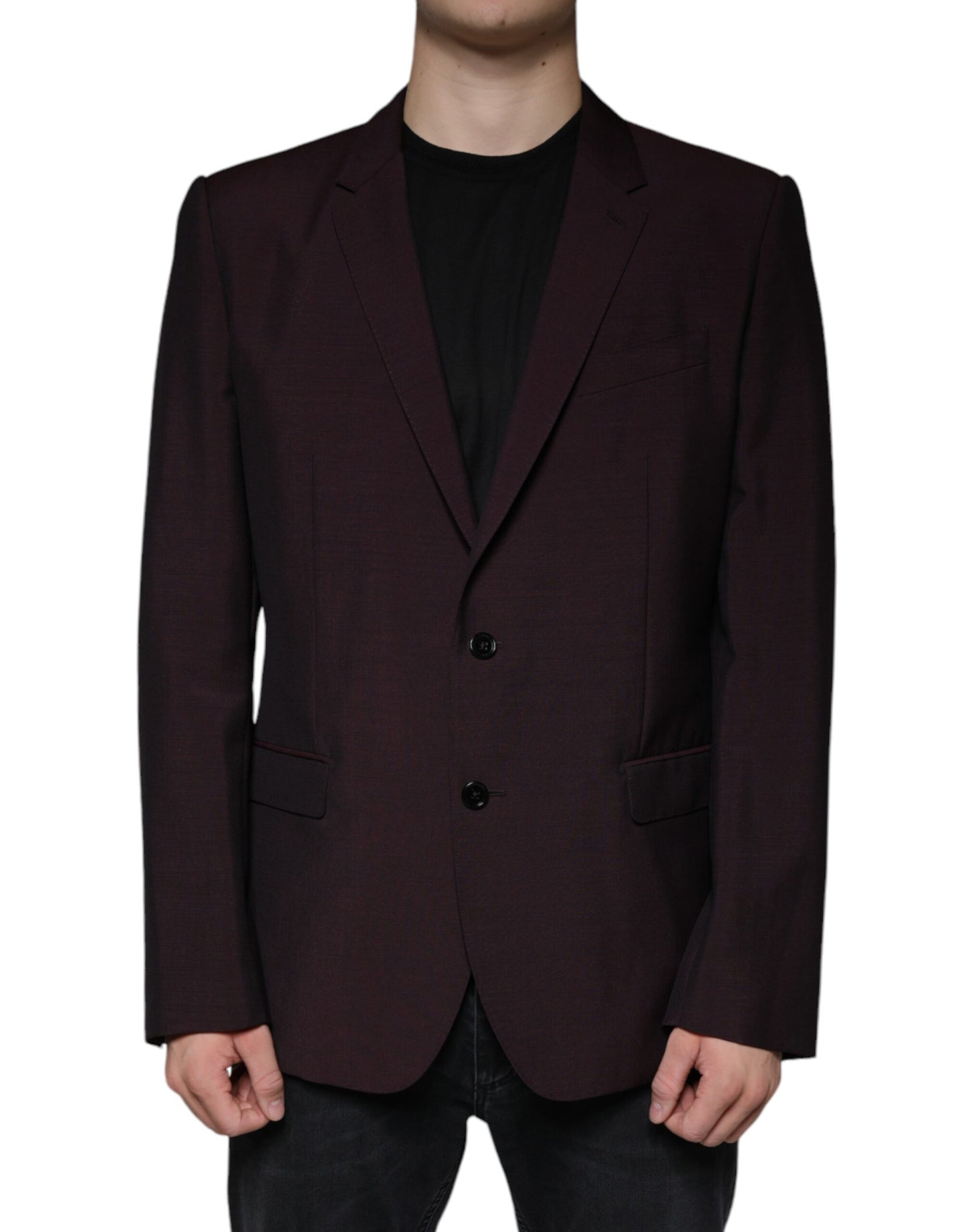 Dolce &amp; Gabbana – Einreihiger Blazer aus Wolle in Bordeaux