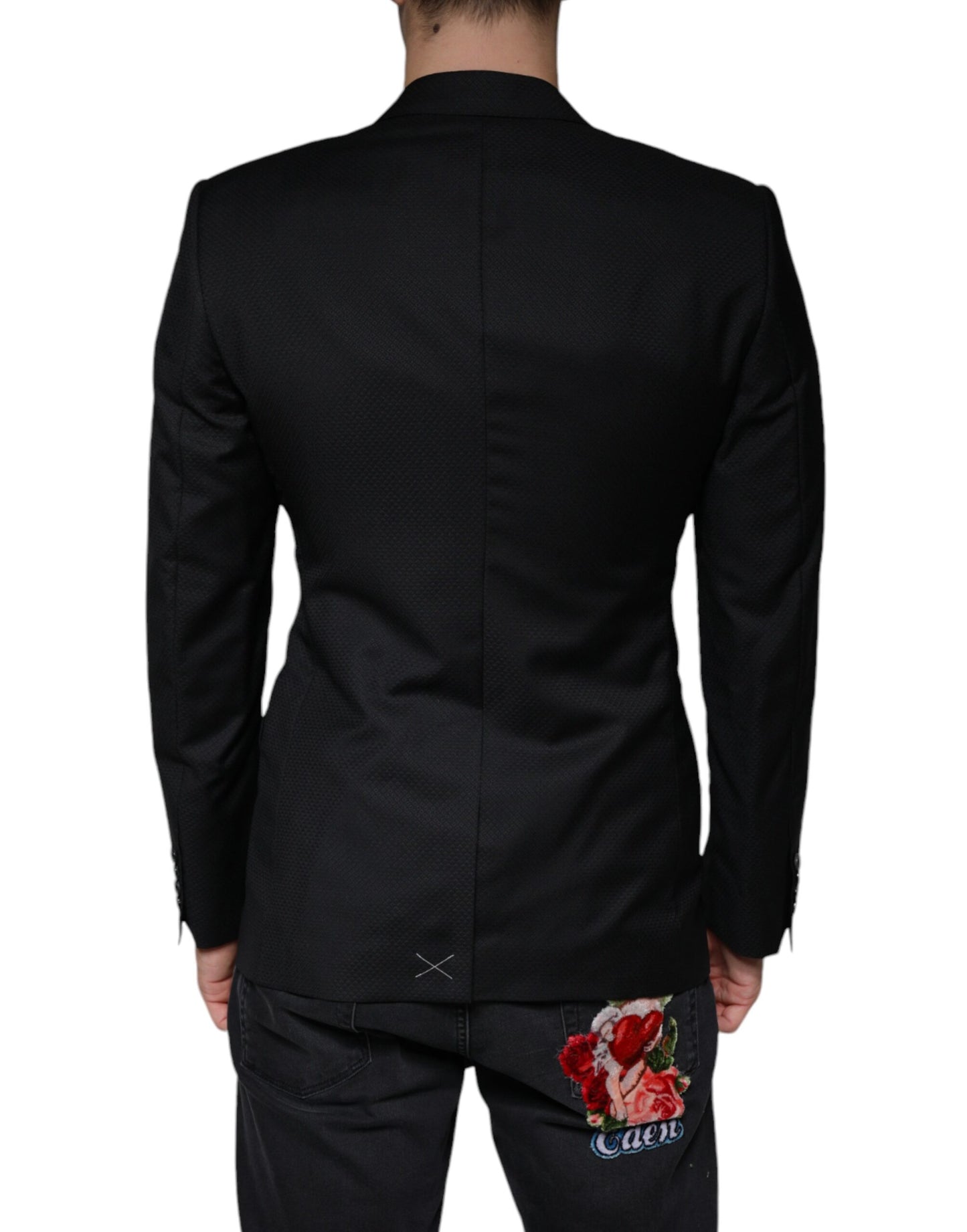 Dolce &amp; Gabbana – Schwarzer, einreihiger Blazer mit MARTINI-Biene