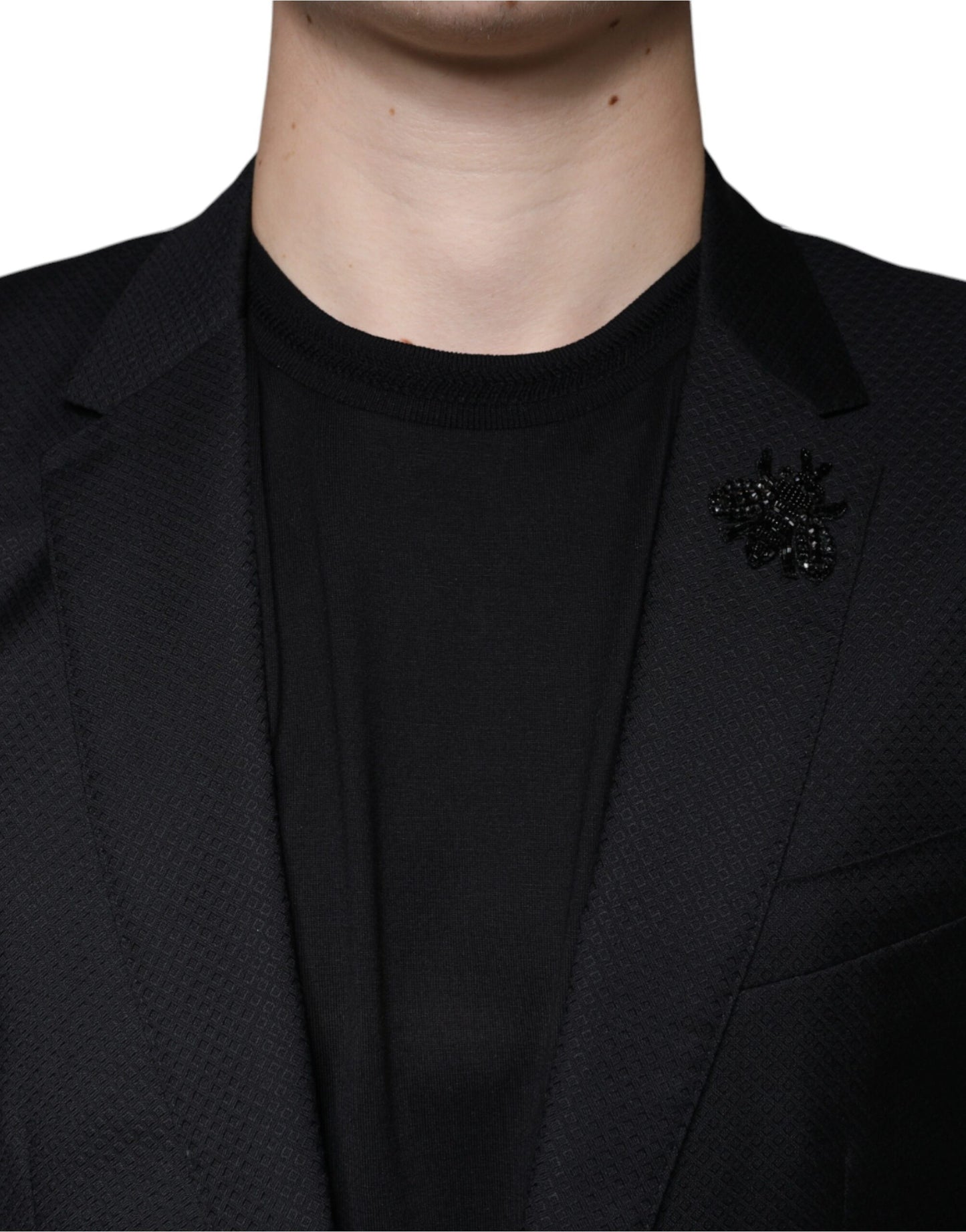 Dolce &amp; Gabbana – Schwarzer, einreihiger Blazer mit MARTINI-Biene