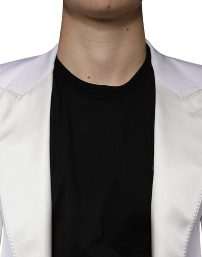 Dolce &amp; Gabbana – Einreihiger Blazer aus cremeweißer Wolle