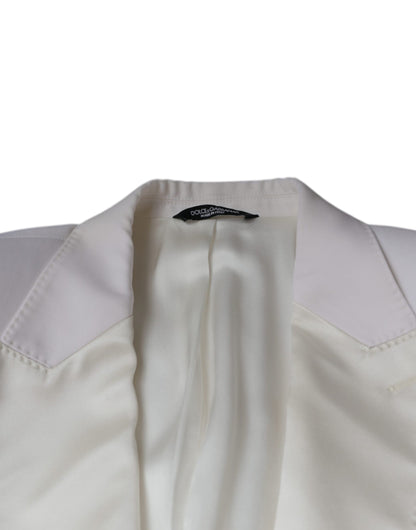 Dolce &amp; Gabbana – Einreihiger Blazer aus cremeweißer Wolle