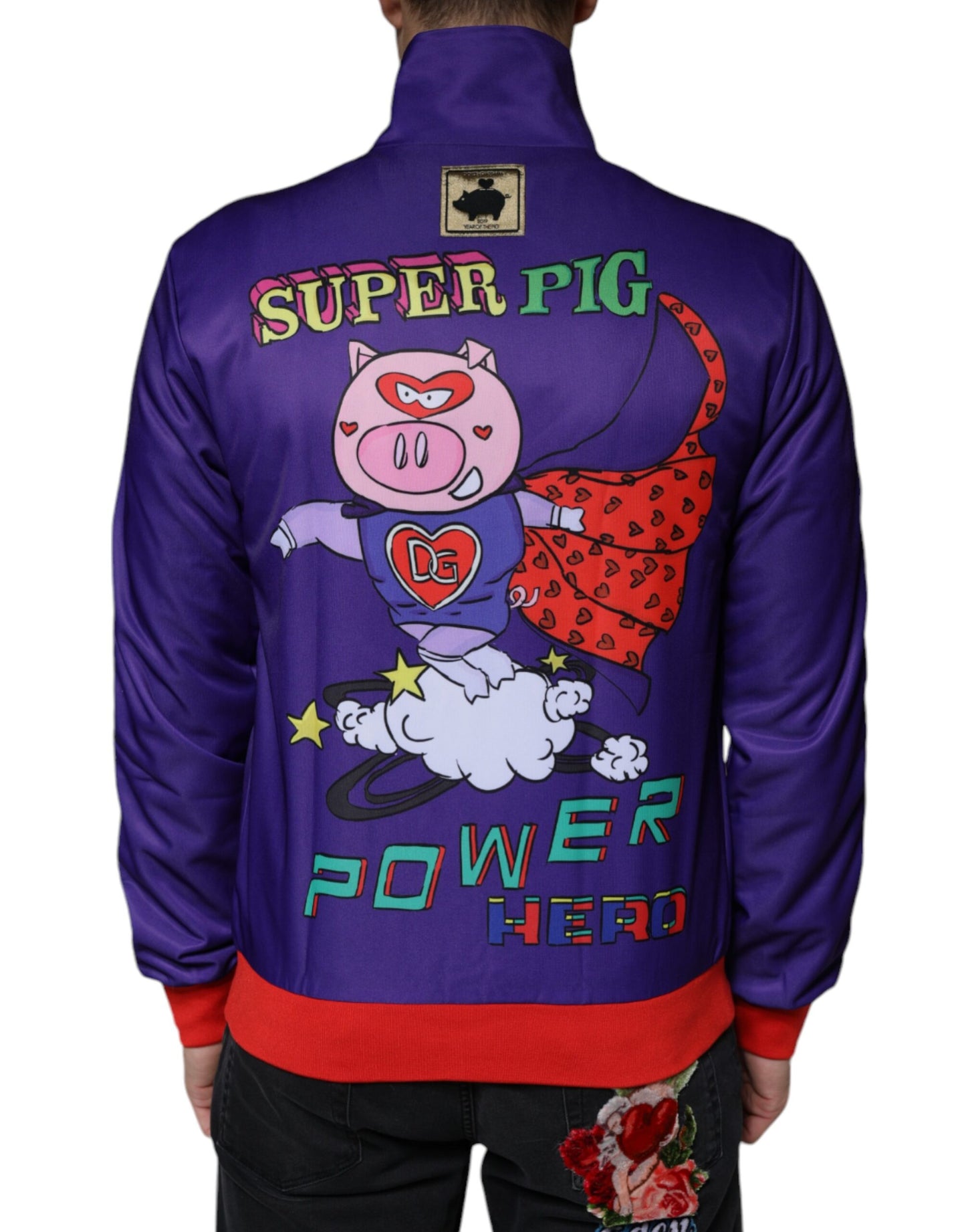 Dolce &amp; Gabbana Lila YEAR OF THE PIG Bomberjacke mit durchgehendem Reißverschluss