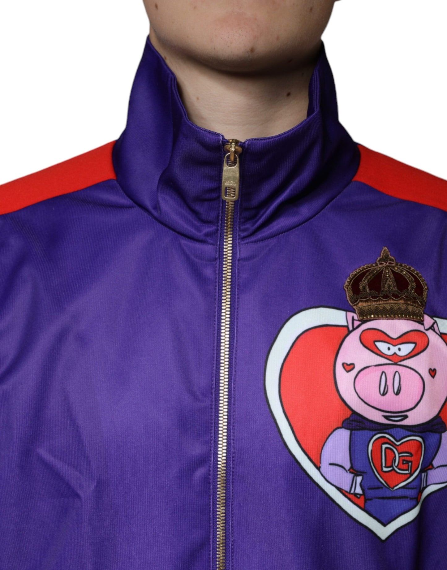 Dolce &amp; Gabbana Lila YEAR OF THE PIG Bomberjacke mit durchgehendem Reißverschluss
