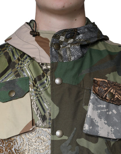 Dolce &amp; Gabbana – Mehrfarbige Patchwork-Weste mit Kapuze