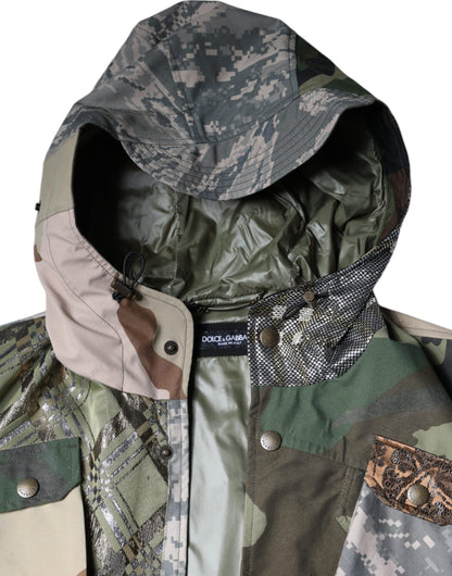 Dolce &amp; Gabbana – Mehrfarbige Patchwork-Weste mit Kapuze