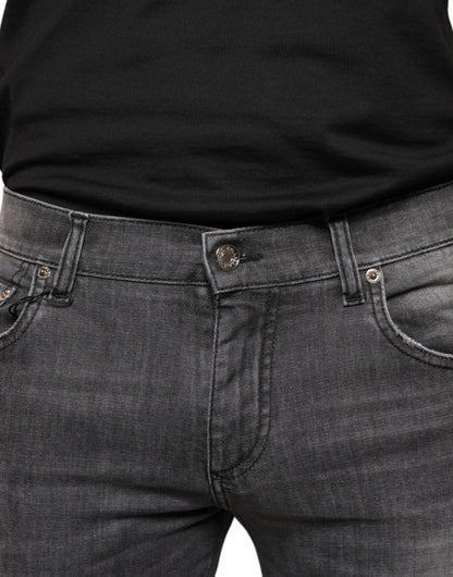 Dolce &amp; Gabbana Schwarze Skinny-Jeans aus zerfetzter Baumwolle für Herren