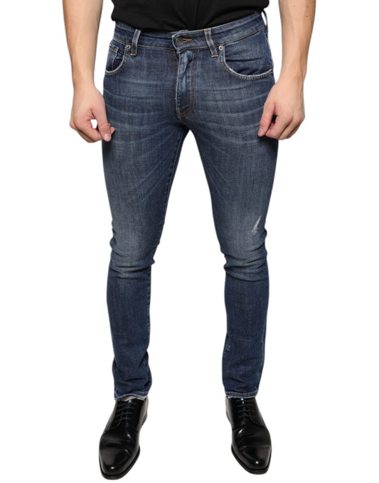 Dolce &amp; Gabbana Dunkelblaue Skinny-Jeans aus gewaschener Baumwolle