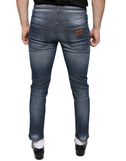 Dolce &amp; Gabbana Dunkelblaue Skinny-Jeans aus gewaschener Baumwolle