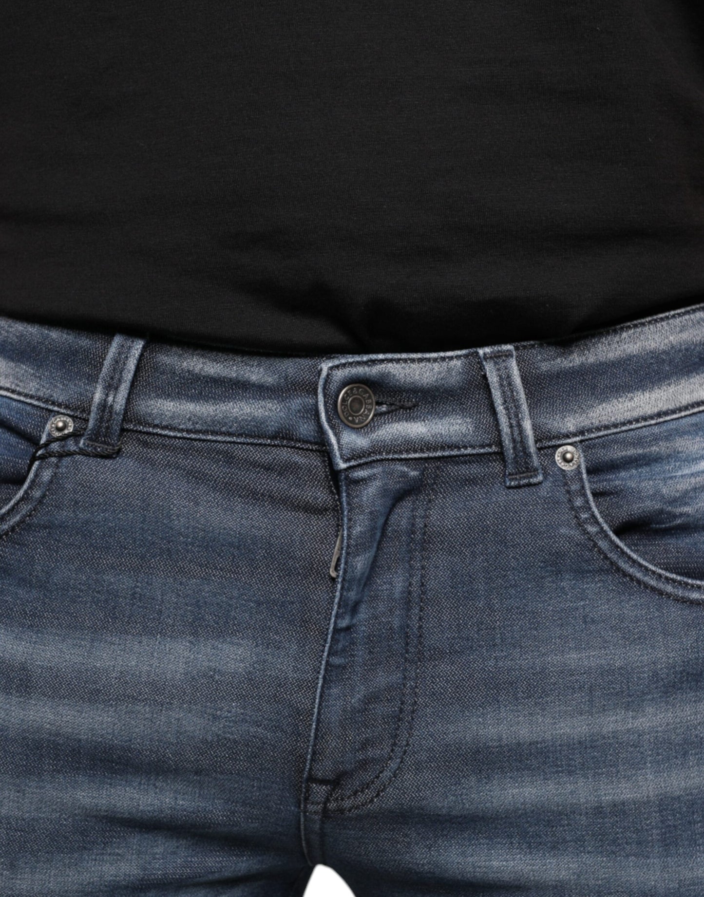 Dolce &amp; Gabbana Dunkelblaue Skinny-Jeans aus gewaschener Baumwolle