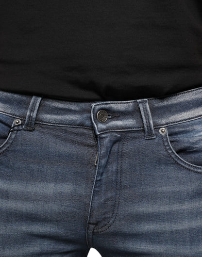 Dolce &amp; Gabbana Dunkelblaue Skinny-Jeans aus gewaschener Baumwolle