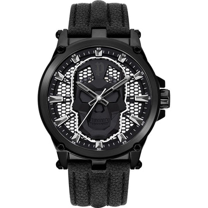 Schwarze Lederuhr von Police