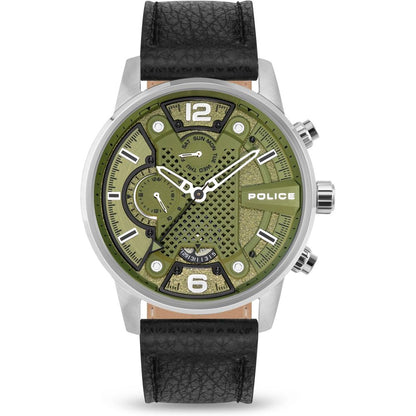 Schwarze Lederuhr von Police