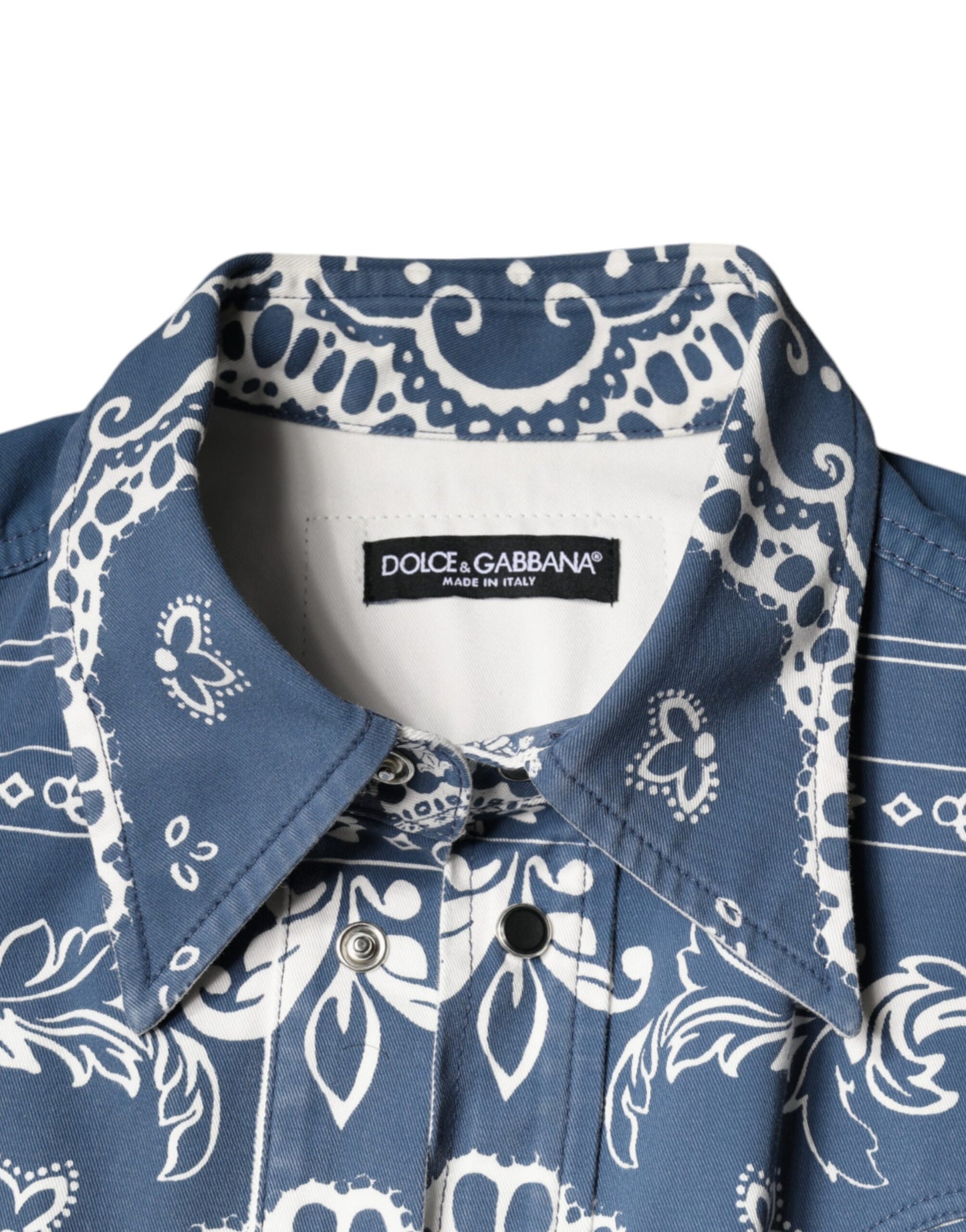 Dolce &amp; Gabbana Blau-weißes Freizeithemd aus Baumwolle mit Bandana-Print