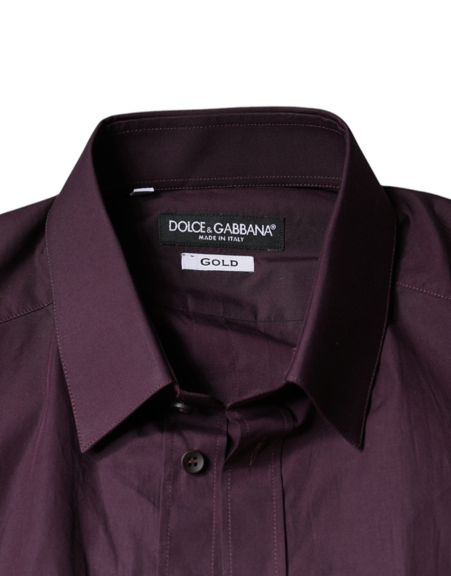 Dolce &amp; Gabbana Dunkelviolettes Baumwollkleid GOLD Herren Formelles Hemd
