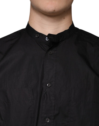 Dolce &amp; Gabbana Schwarzes Baumwoll-Button-Down-Freizeithemd für Herren