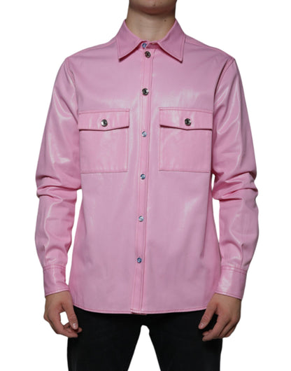 Dolce &amp; Gabbana – Button-Down-Hemd aus rosa Baumwolle mit Kragen