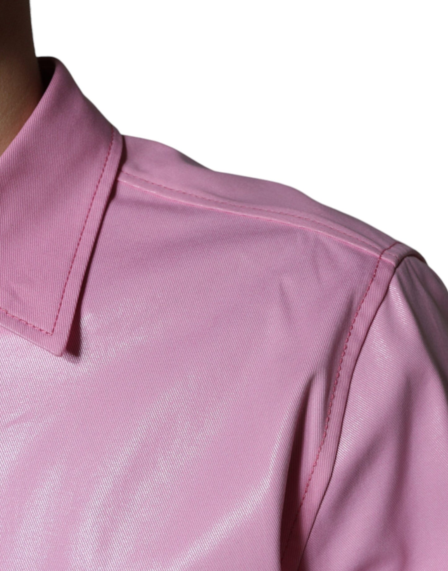 Dolce &amp; Gabbana – Button-Down-Hemd aus rosa Baumwolle mit Kragen