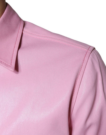 Dolce &amp; Gabbana – Button-Down-Hemd aus rosa Baumwolle mit Kragen