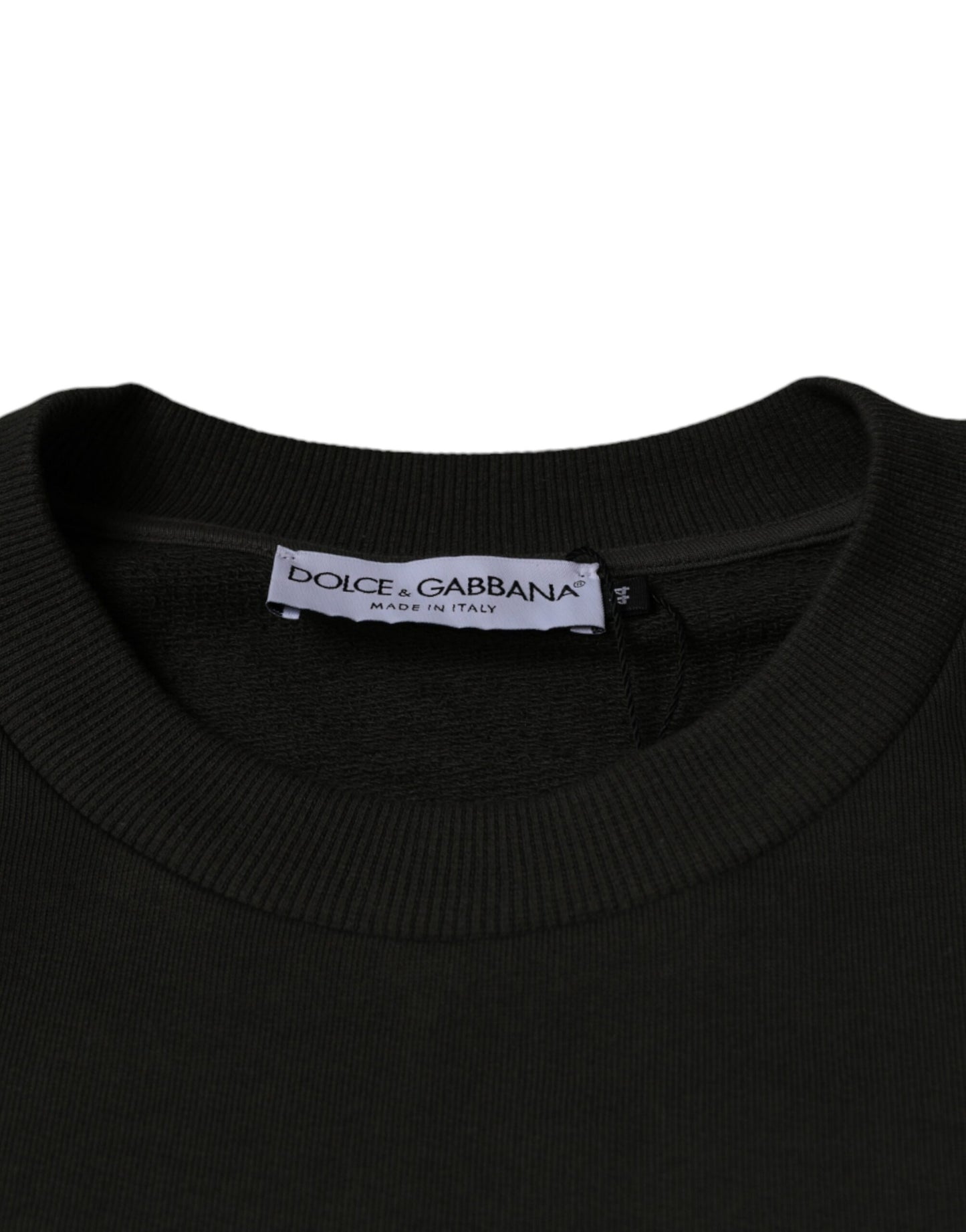 Dolce &amp; Gabbana Armygrüner Pullover mit DG-Krone und Rundhalsausschnitt