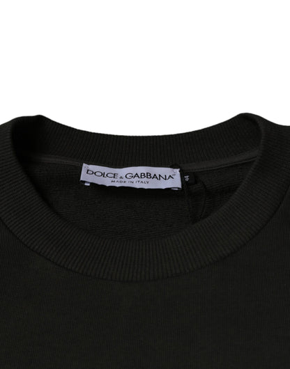 Dolce &amp; Gabbana Armygrüner Pullover mit DG-Krone und Rundhalsausschnitt