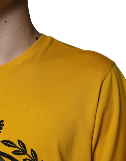 Dolce &amp; Gabbana – Kurzärmliges T-Shirt mit Logo-Print in Weiß und Gelb