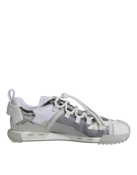 Dolce &amp; Gabbana Weiß Silber Low Top NS1 Sneakers Schuhe