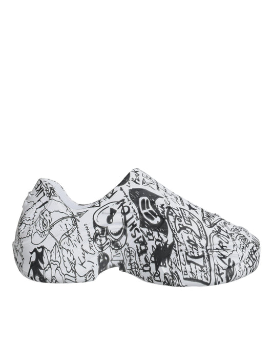 Dolce &amp; Gabbana Daymaster Sneakers in Weiß und Schwarz mit Graffiti-Motiv