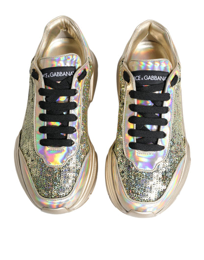 Dolce &amp; Gabbana Daymaster Sneakers mit schillernden Pailletten in Gold