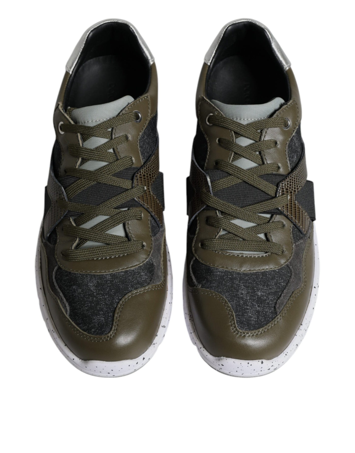 Dolce &amp; Gabbana Mehrfarbige Canvas-Leder-Sneaker mit niedrigem Schaft