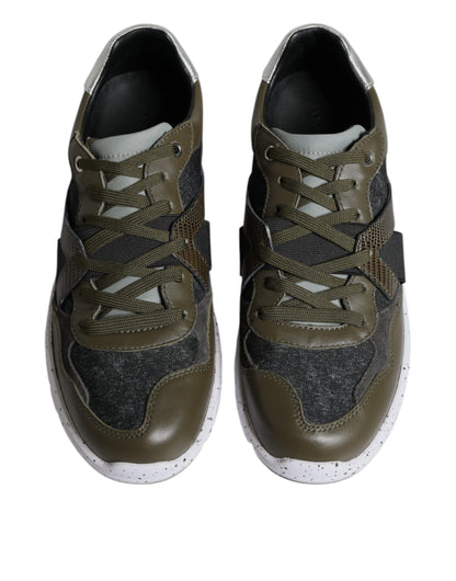 Dolce &amp; Gabbana Mehrfarbige Canvas-Leder-Sneaker mit niedrigem Schaft