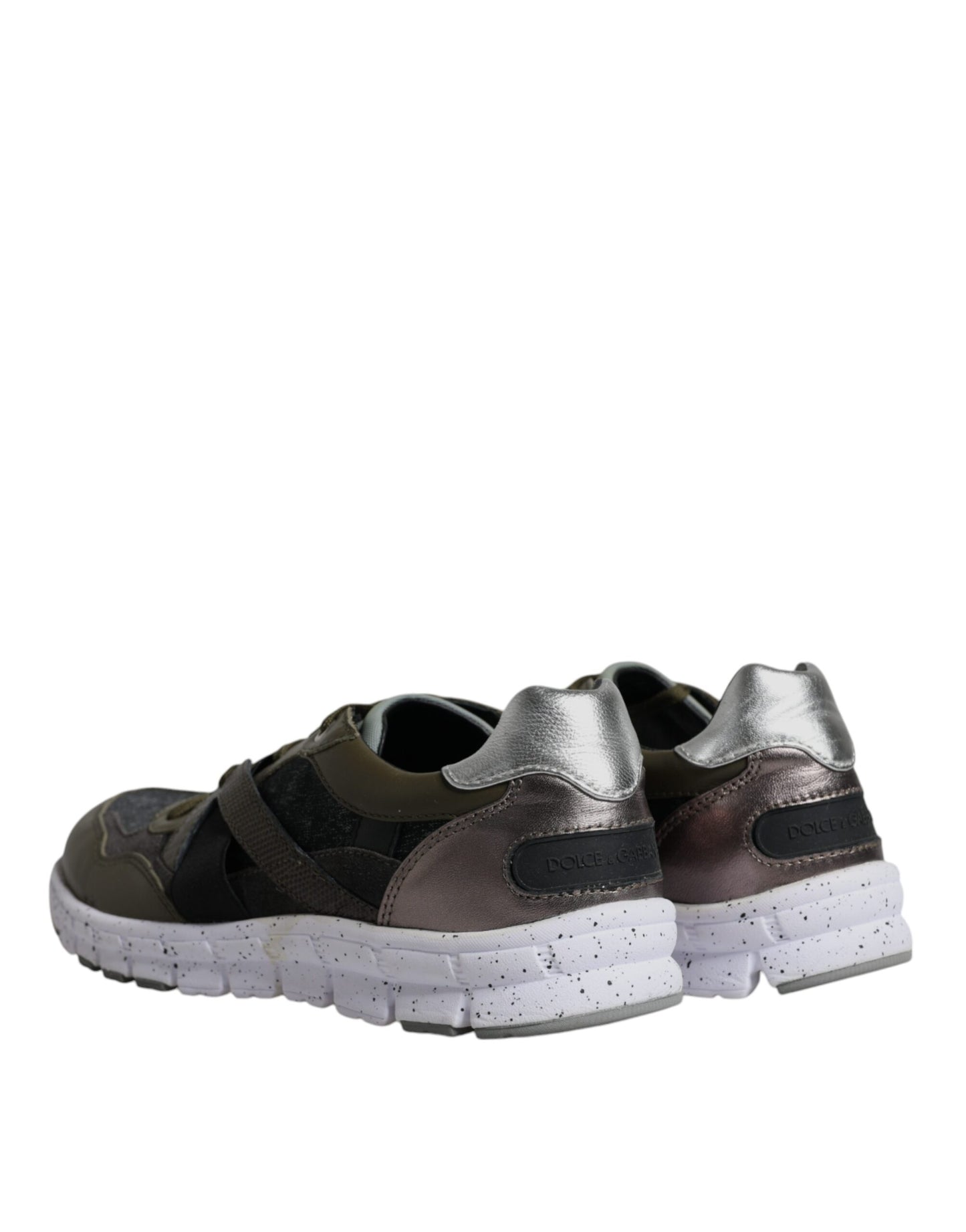 Dolce &amp; Gabbana Mehrfarbige Canvas-Leder-Sneaker mit niedrigem Schaft