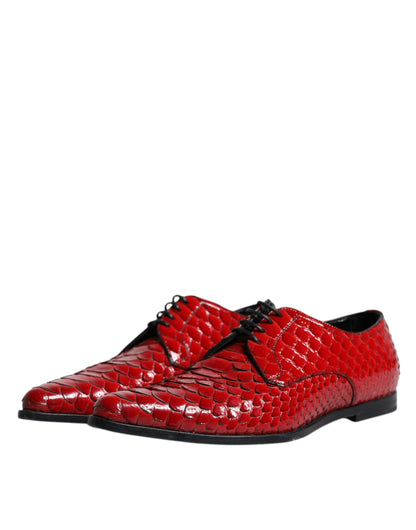 Dolce &amp; Gabbana Rot strukturiert lackierte Derby Herren Formelle Schuhe