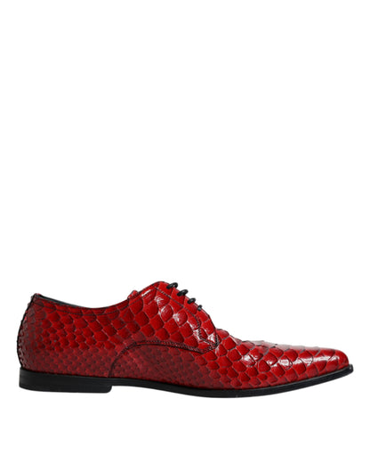 Dolce &amp; Gabbana Rot strukturiert lackierte Derby Herren Formelle Schuhe