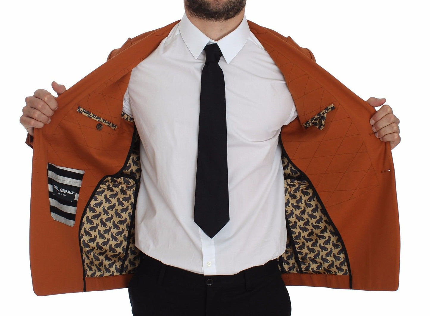 Orangefarbener Blazer aus Baumwollstretch von Dolce &amp; Gabbana