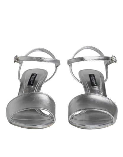 Dolce &amp; Gabbana Silber KEIRA Heels Knöchelriemen Sandalen Schuhe
