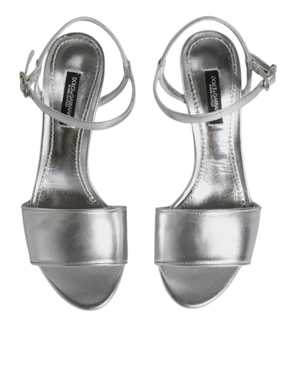 Dolce &amp; Gabbana Silber KEIRA Heels Knöchelriemen Sandalen Schuhe