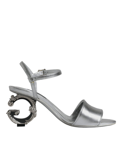 Dolce &amp; Gabbana Silber KEIRA Heels Knöchelriemen Sandalen Schuhe