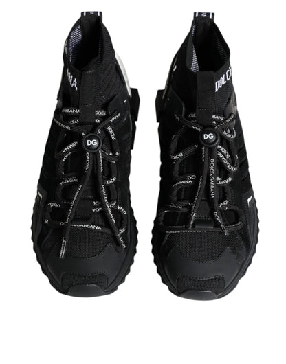 Dolce &amp; Gabbana Schwarze Sorrento Socken Logo Sneakers Schuhe