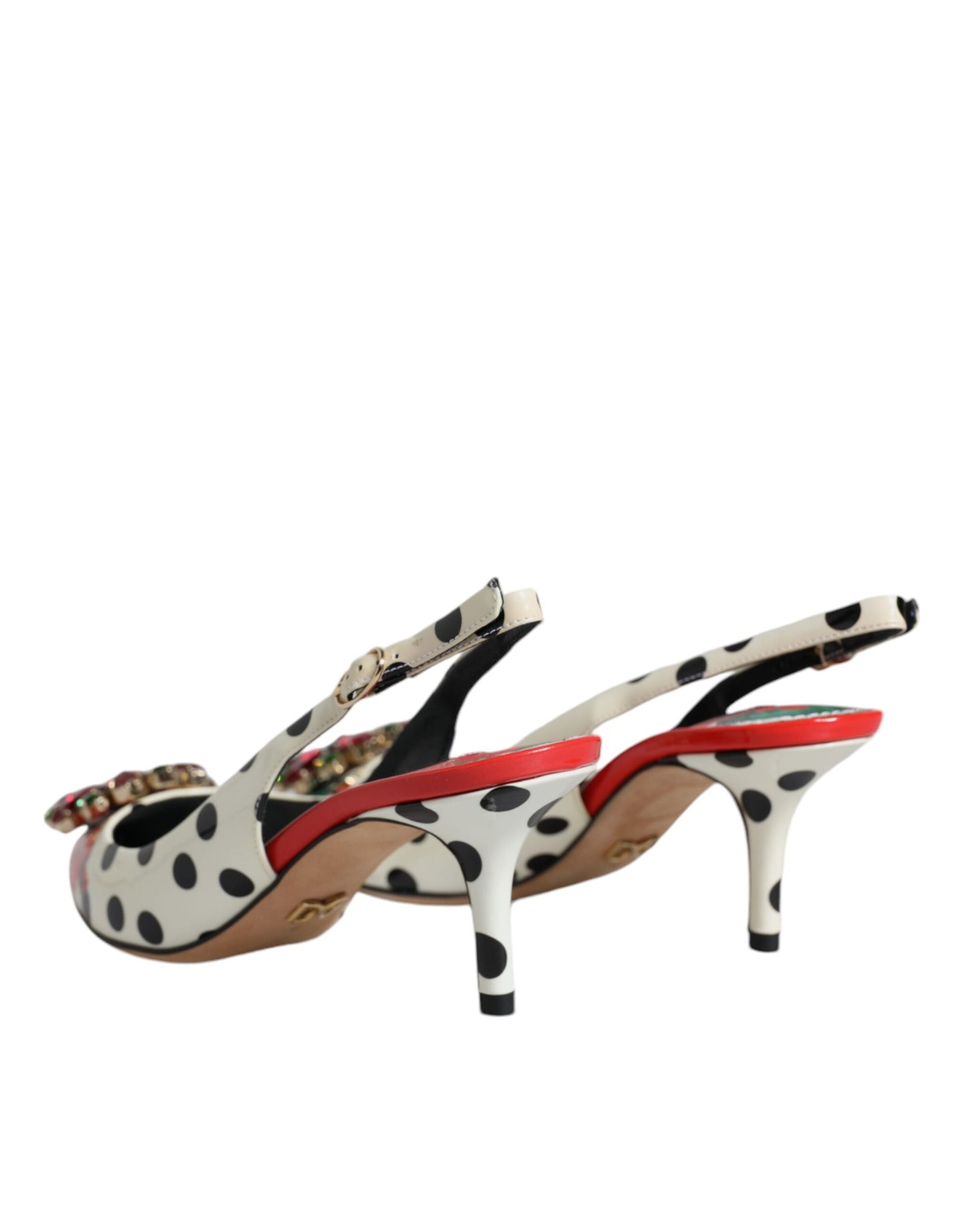 حذاء دولتشي آند غابانا متعدد الألوان من الجلد بكعب كريستالي مفتوح من الخلف